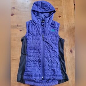 The North Face Indigo Purple Blue Navy Hooded Puffer Vest Womens Size S